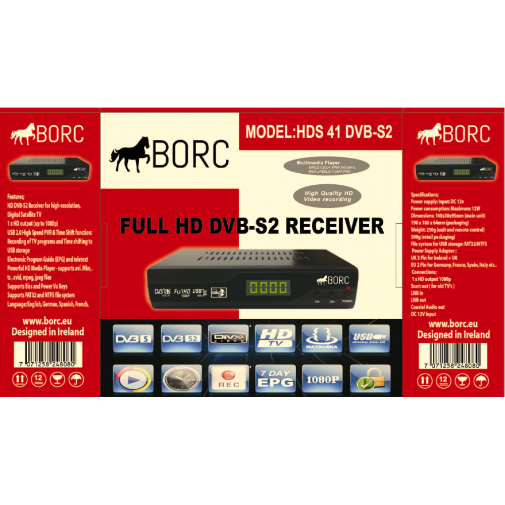 BORC HD DVBS2 Caravan / Motorhome Satellite Receiver 12v DC Satellite TV Shop UK